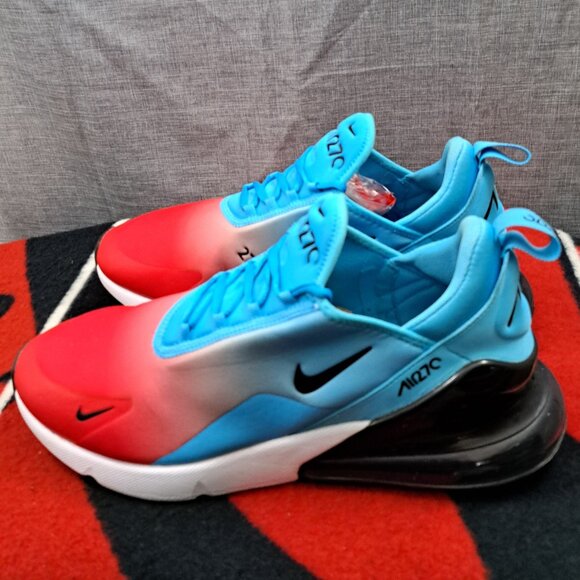 Size 13 Nike Air Max 270 Running Shoes Men's Aqua Red Black CJ0767-400 - Picture 1 of 13